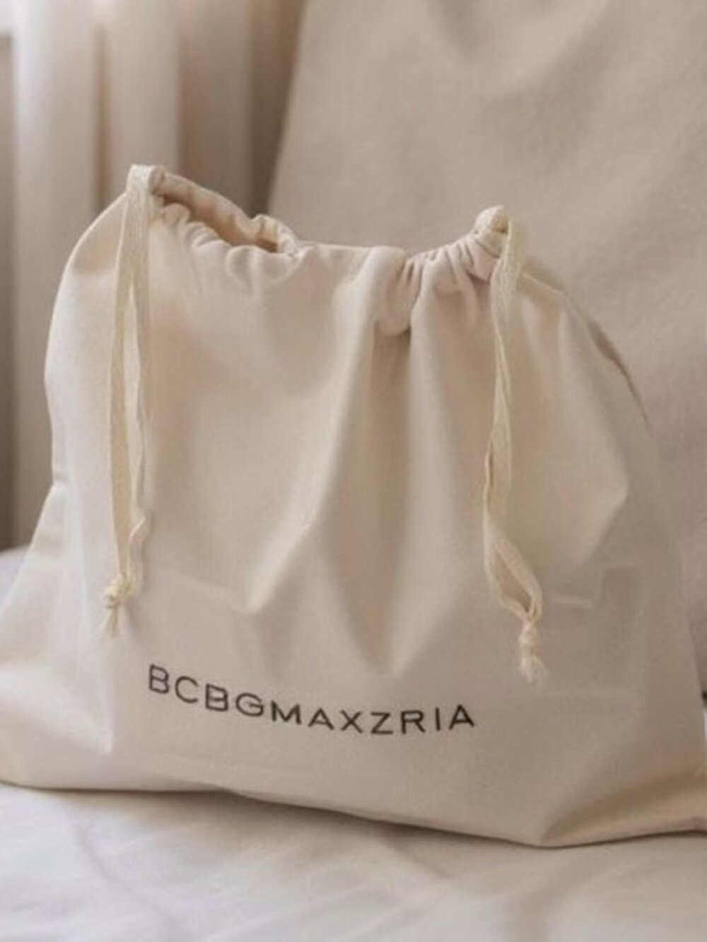 BCBG BCBGMAXAZRIA Cotton Dust Bag Drawstring Boots Shoes Crossbody Purse Storage